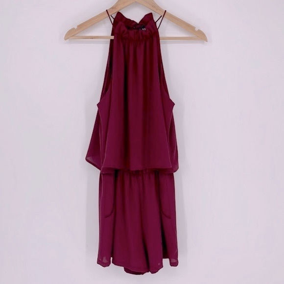 VICI Tyche Halter Romper With Pockets Maroon Women’s Size Medium - Picture 1 of 12